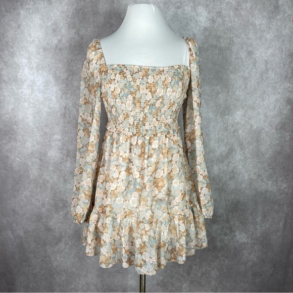 Wilfred x Aritzia Tempest Mini Smocked Chiffon Mini Dress Women's Sz S - Picture 2 of 10